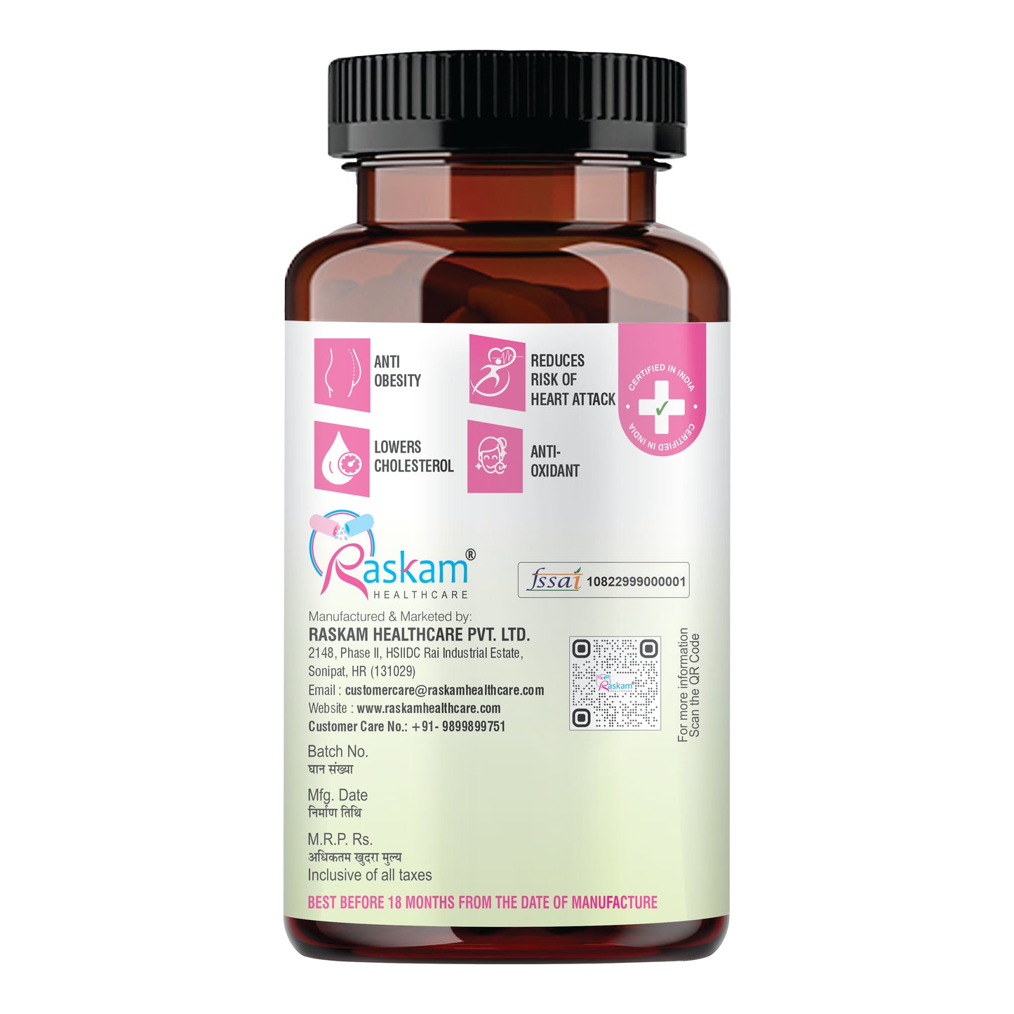Raskam Banaba Leaf Extract 60- Veg Capsules (Non-GMO & Gluten Free) - Supports Healthy Blood Sugar Levels
