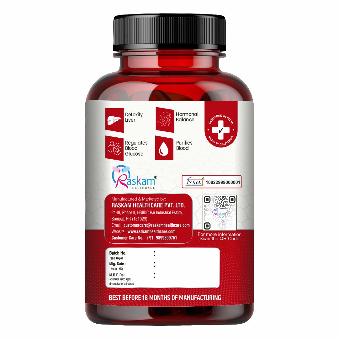 Raskam Healthcare Berberine HCL 1200mg with Ceylon Cinnamon, 60 Vegetarian Capsules, Dietary Supplement