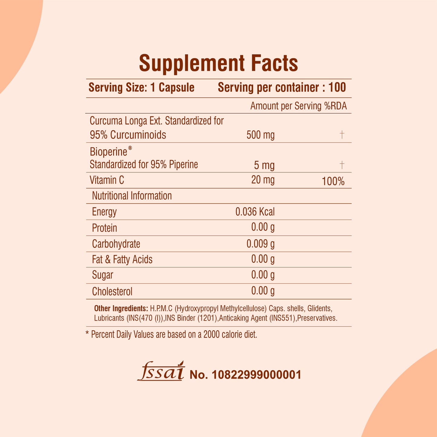 Raskam Curcumin - 100 Capsules- 95% Curcuminoids - Higher Absorption- Antioxidant & Anti-inflammatory Supplement - For Skin, Joint Support, Boosts Immune System