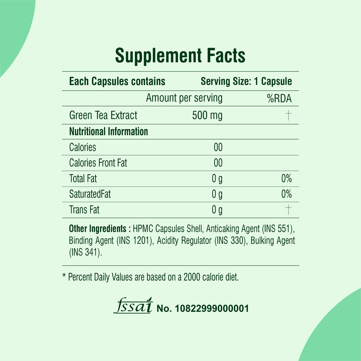 Raskam Green Tea Extract 500mg -60 Capsules with 90% Polyphenols & 45% EGCG- Weight Loss (Fat Burner) & Antioxidant