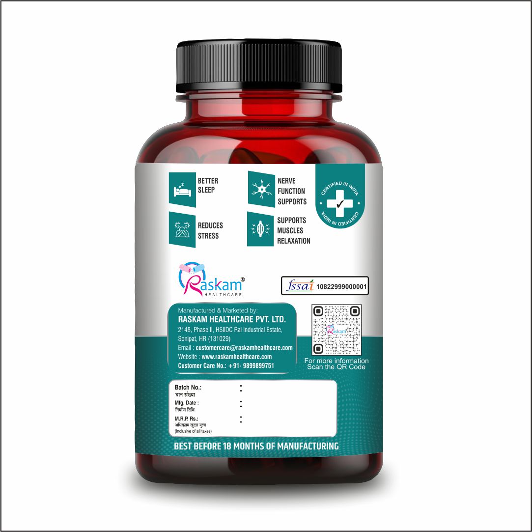 Raskam Magnesium Glycinate, 2000mg per serving, 120 vegetarian tablets, supports muscle recovery, sleep and nerve health