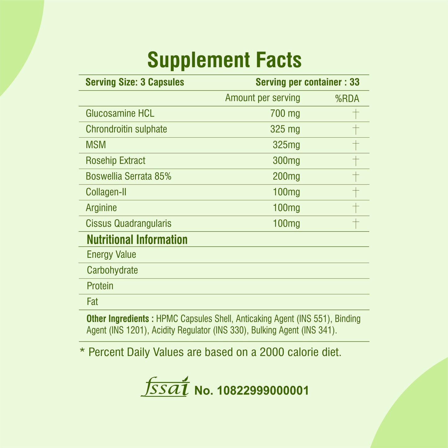 Raskam Joints - 100 Capsules - Cartilage Joint and Bone Health