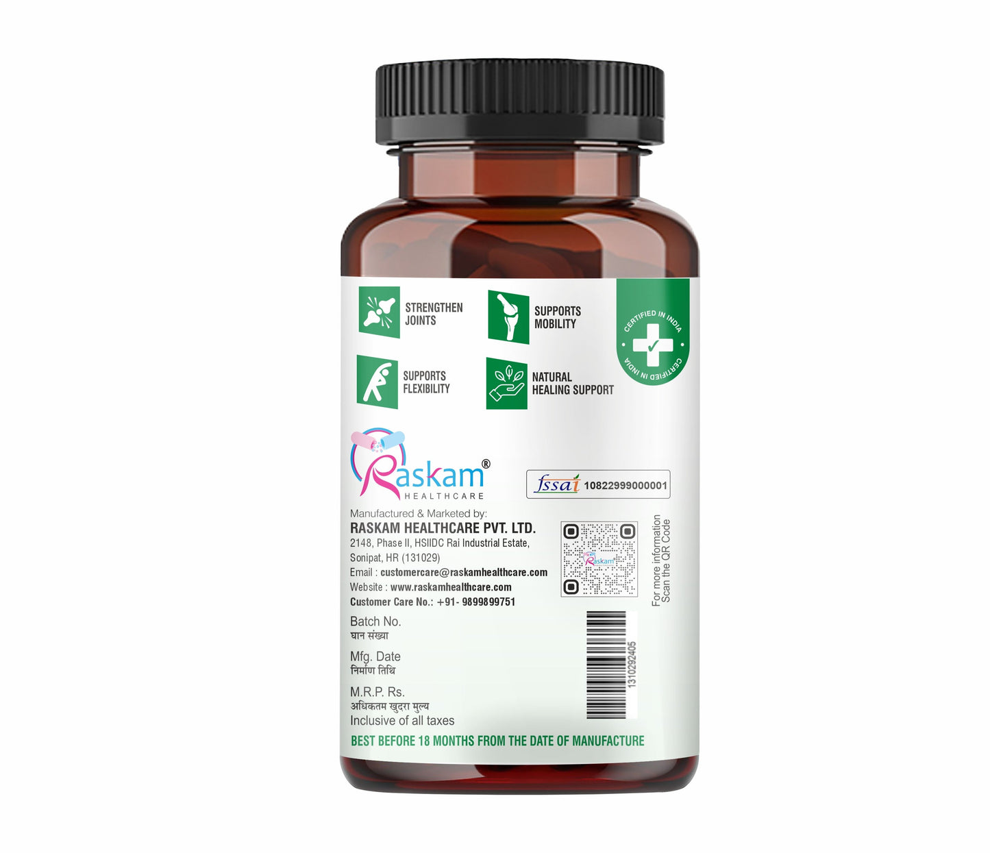 Raskam Joints - 100 Capsules - Cartilage Joint and Bone Health