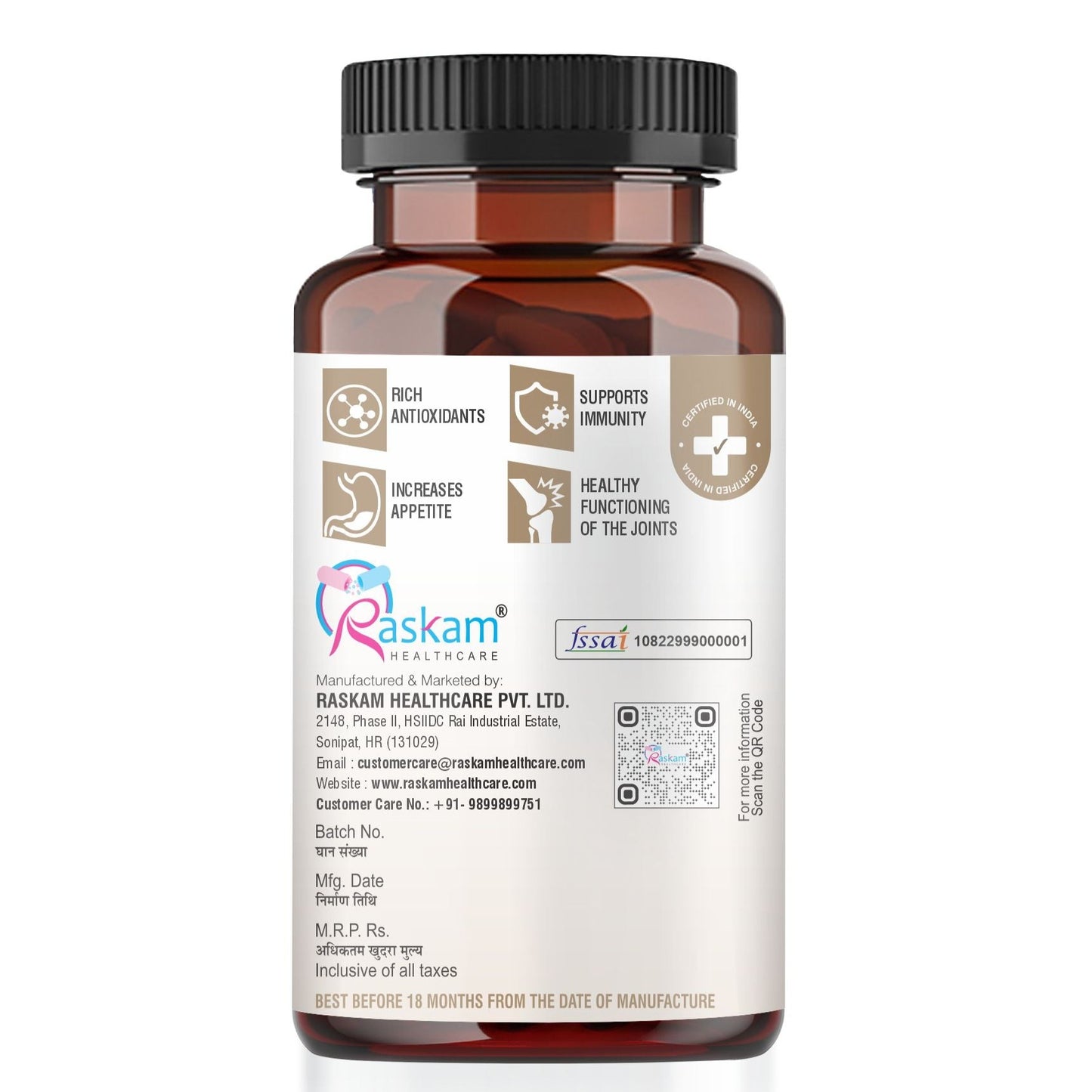 Raskam Moringa 100 Capsules- Helps Lower Blood Sugar & Cholesterol Levels, Boost Metabolism and Digestion
