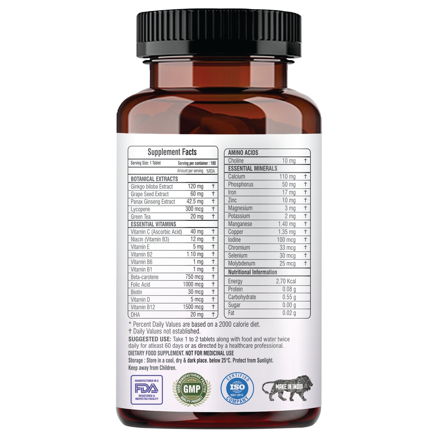 Raskam Multi Women - 100 Tablets-No.1 Multivitamin for Women with Biotin, Vitamin C & 29 vital Nutrients for Overall Health, Radiance, Strong Bones & Immunity