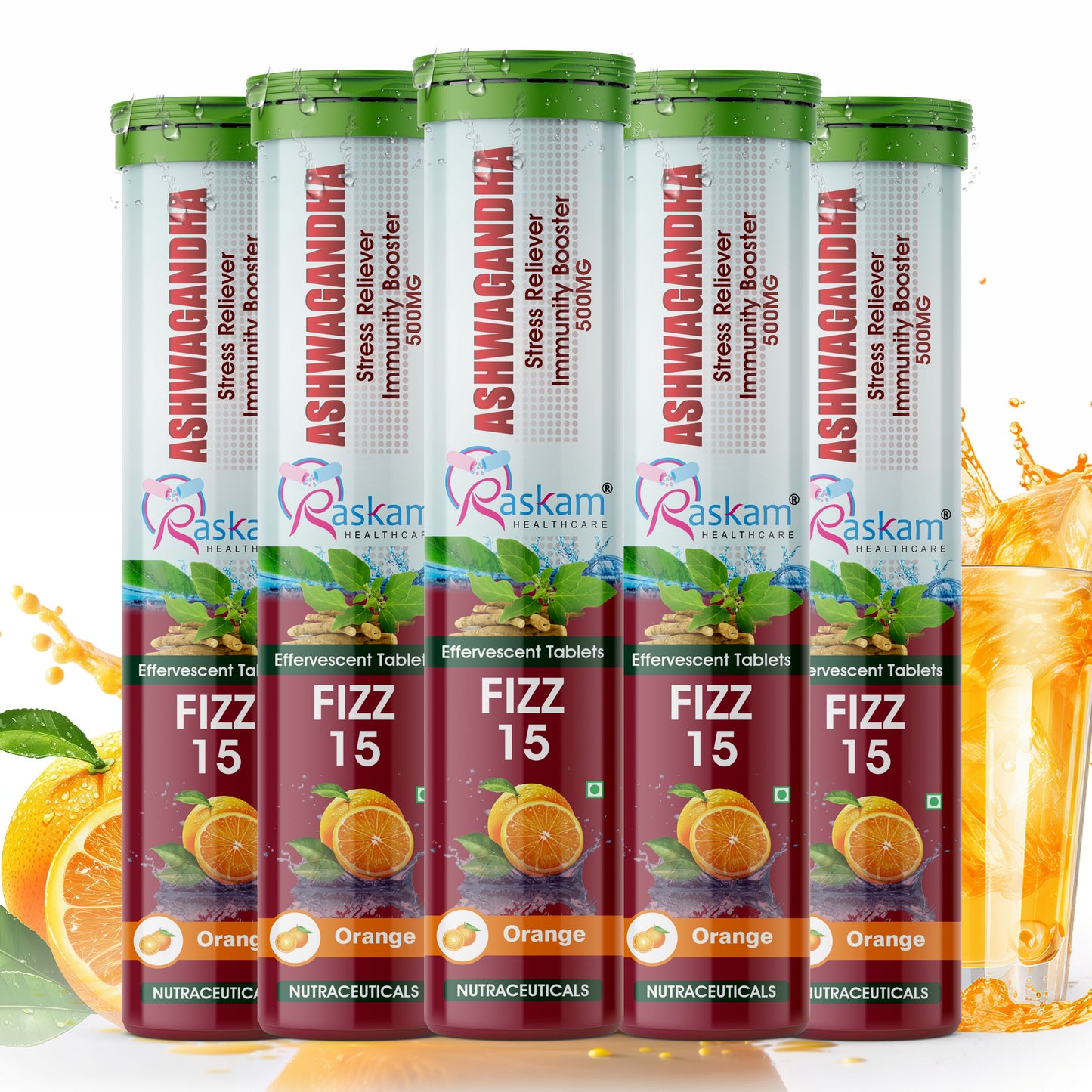 Raskam Ashwagandha Effervescent Tablets | Helps Relieve Stress & Anxiety, Mood Lifter, Immunity Booster - Elevate Your Wellness