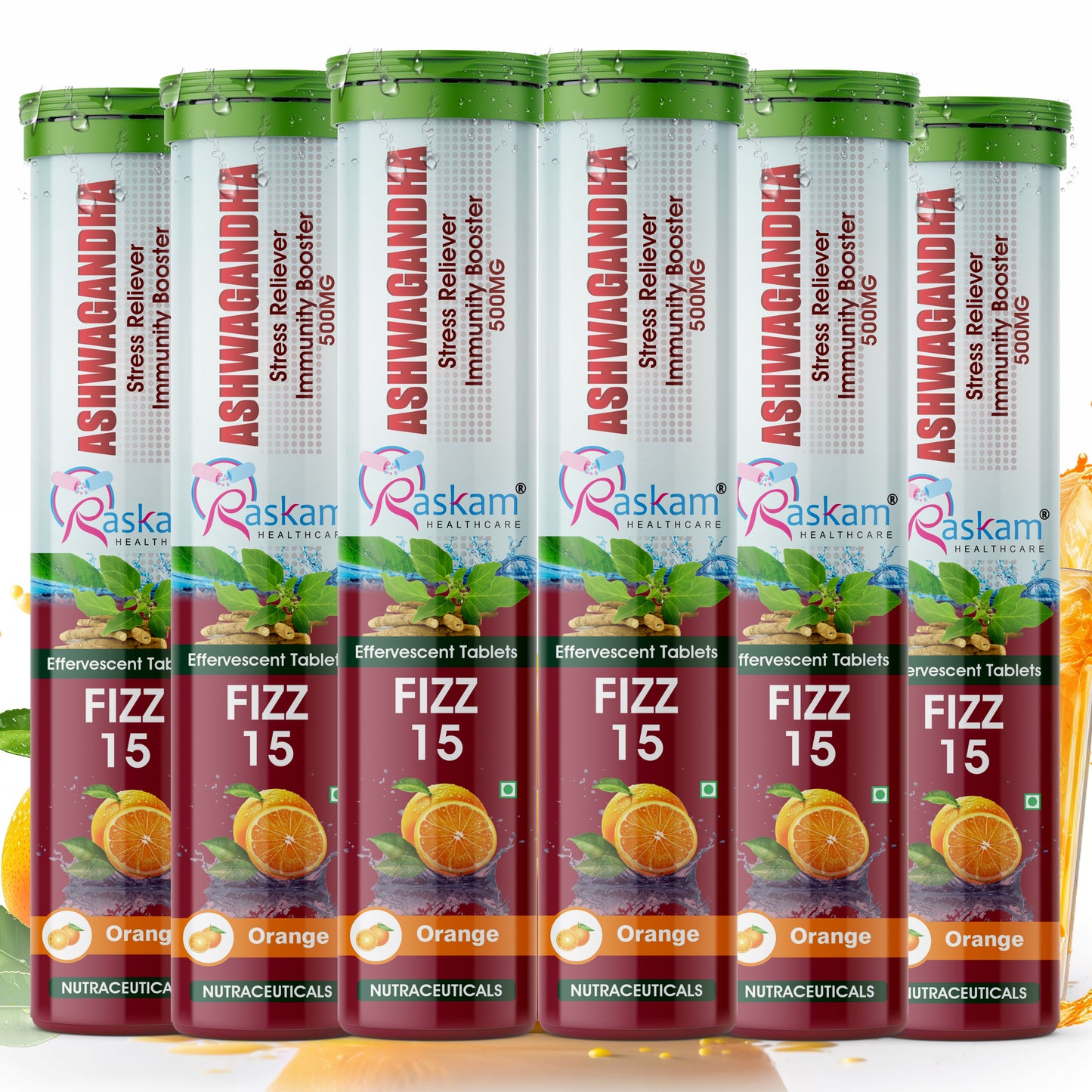 Raskam Ashwagandha Effervescent Tablets | Helps Relieve Stress & Anxiety, Mood Lifter, Immunity Booster - Elevate Your Wellness