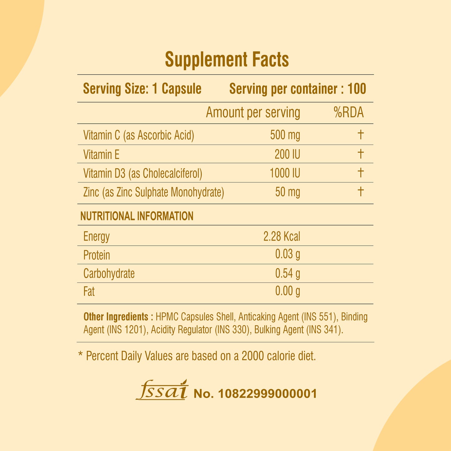 Raskam Vita C Plus - 100 Capsules - Antioxidant & Immune Support - Overall Health - Skin Anti-Ageing -Supports Healthy Skin & Joints
