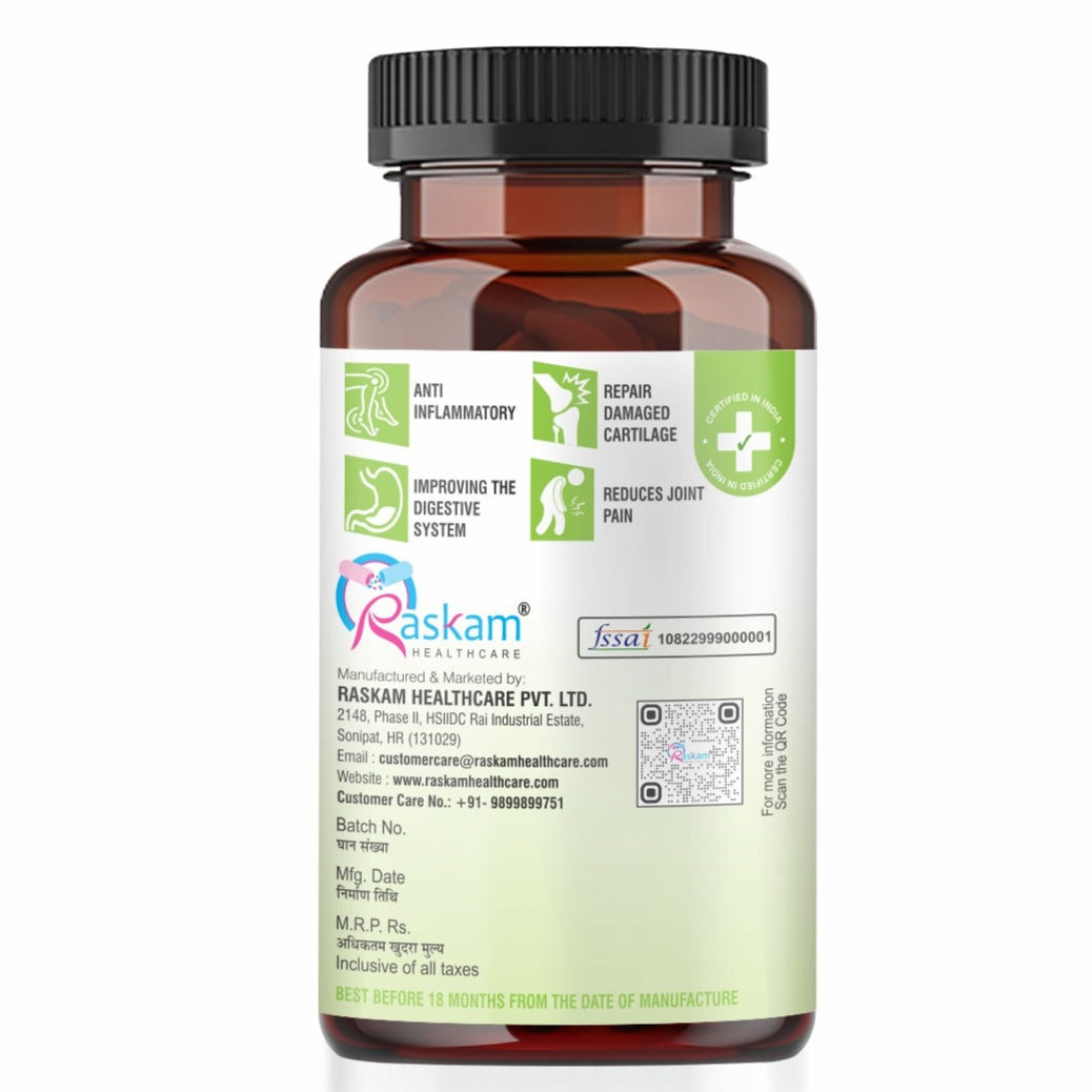 Raskam Cissus Quadrangularis Extract 1000mg - 100 Veg Capsules- Bone & Joint Wellness