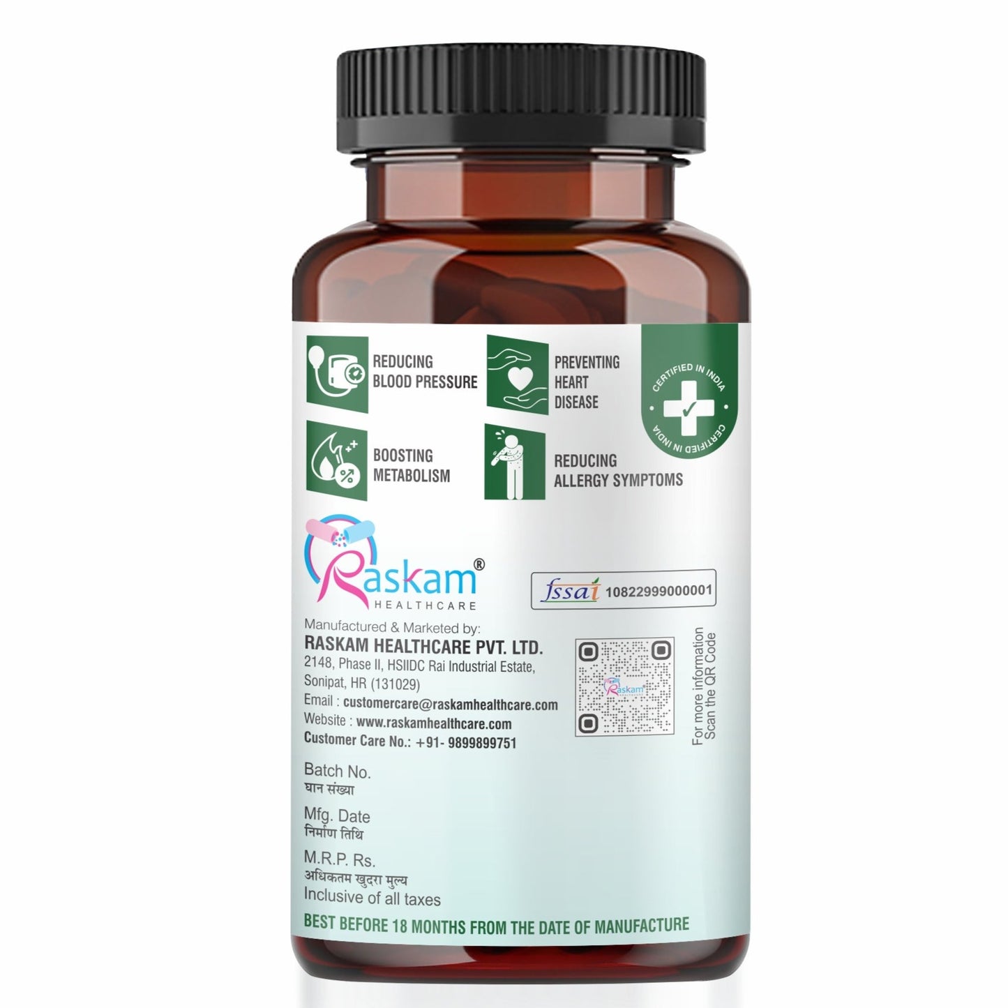 Raskam Spirulina-Super foods 60 capsules - Supports Weight Management & Boosts Immunity | For both Men & Women
