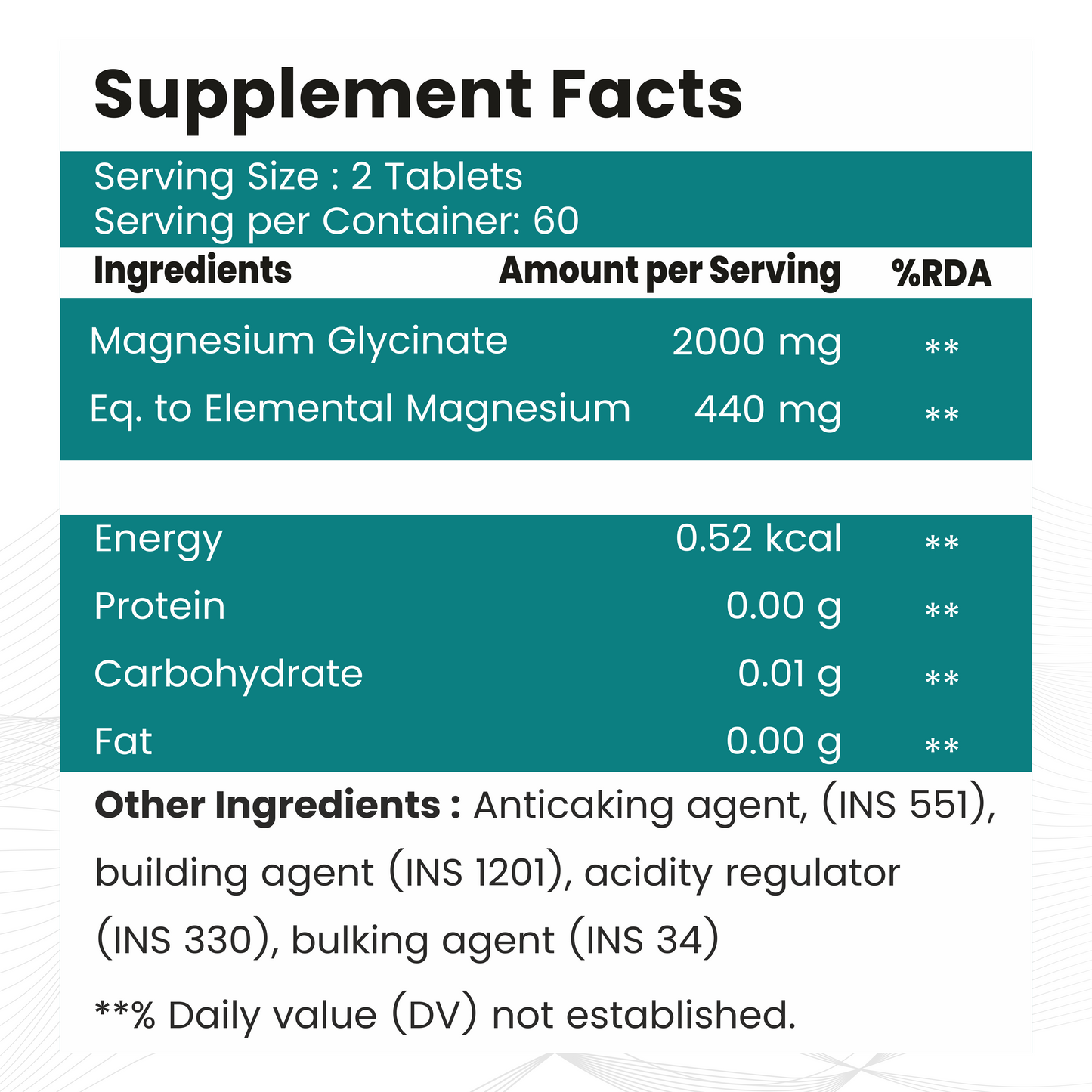 Raskam Magnesium Glycinate, 2000mg per serving, 120 vegetarian tablets, supports muscle recovery, sleep and nerve health