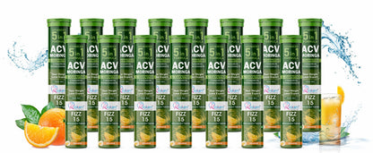 Raskam ACV Moringa 5 in 1 formula Effervescent Tablets Helps To Turn Fat Into Energy | With Carnitine, Pomegranate & Cinnamon | Supports Fat Burn | Weight Loss Drink for Women, Men | No Added Sugar | Orange Flavor | 15 Fizz Tablets (1100mg)