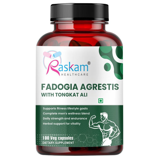 Raskam Fadogia Agrestis with Tongkat Ali Capsules, Maximum Strength, May Support athletic performance, stamina and stress tolerance, Vegan Friendly, 100 Capsules