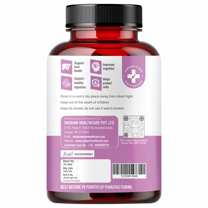 Raskam Milk Thistle-100 Veg capsules Milk Thistle Extract for Complete Liver Support, Alcohol Detox & Protection Against Fatty Liver