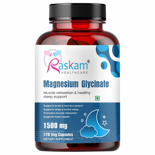 Raskam High Absorption Magnesium Glycinate -120 Vegetable Capsules ,1500mg