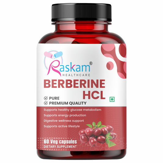 Raskam Berberine HCL 1200mg with Ceylon Cinnamon | Blood Sugar Support | Metabolism Booster | Supports Digestive Wellness | Heart Health Support | Rich in Antioxidants | 60 Vegetarian Capsules