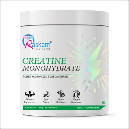 Raskam Creatine Monohydrate powder for Muscle Building & Performance - 83 Servings (Unflavoured, 250gm)