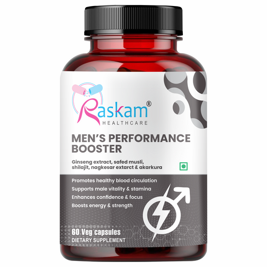 Raskam Men's Performance Booster 60 - Capsules - Improve Muscle Strength & Performance, Boost Energy for Men
