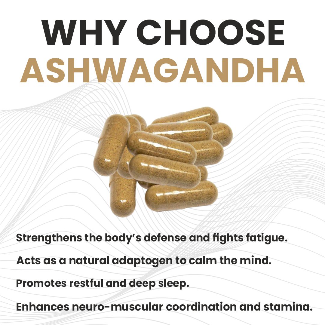 Raskam Ashwagandha - 60 Veg Capsules Boost Energy, Strength, Stamina | Helps Anxiety & Stress Relief For Men & Women