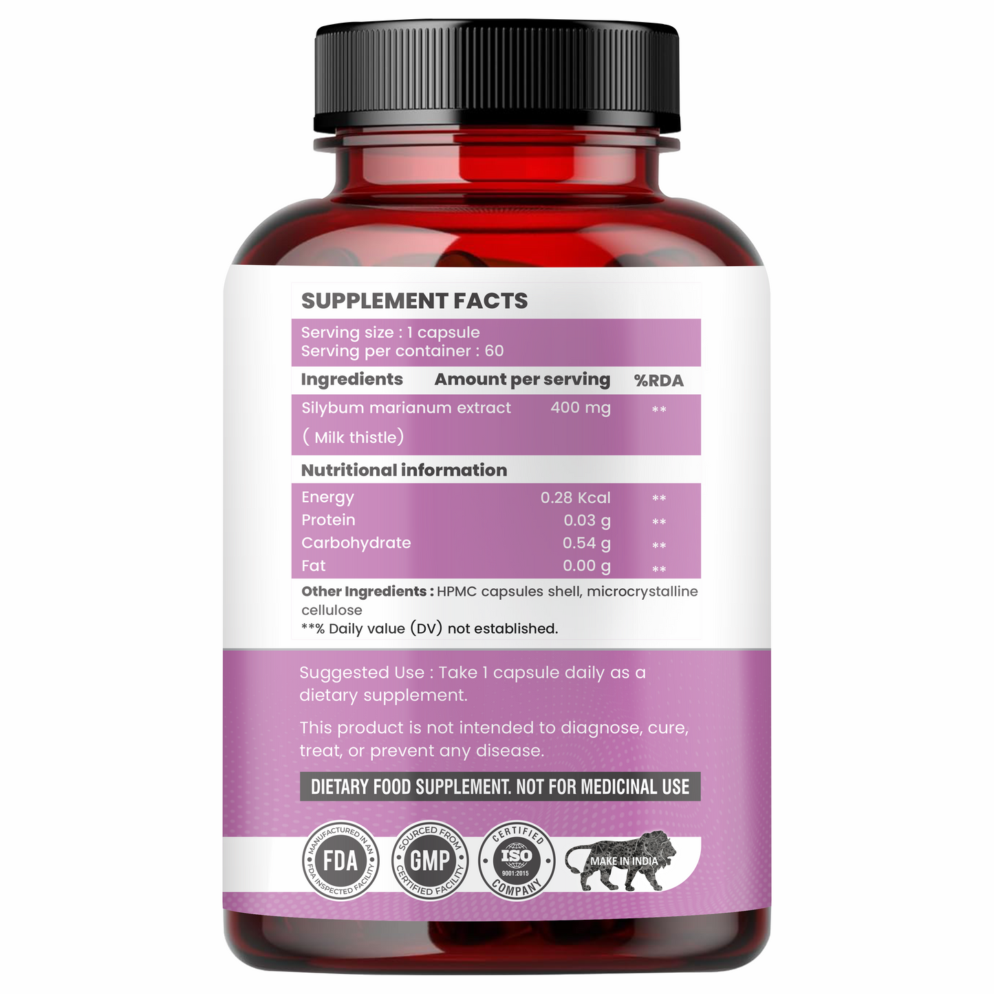 Raskam Milk Thistle-100 Veg capsules Milk Thistle Extract for Complete Liver Support, Alcohol Detox & Protection Against Fatty Liver