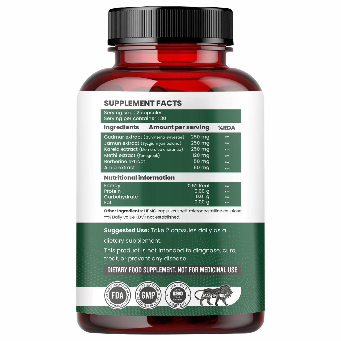 Raskam Diabetic Support Advanced Blood Sugar Support | FSSAI approved Diabetes Care Formula with modern scientific validation Berberine, Cinnamon, Fenugreek, Green Tea to Maintain Healthy Blood Sugar Levels - 60 Veg Capsule