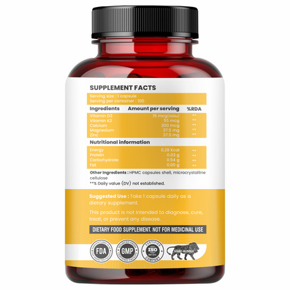 Raskam Vitamin D3 with K2- 100 capsules- Supports Stronger Immunity & Bone & Heart Health | Healthy Heart For Men And Women