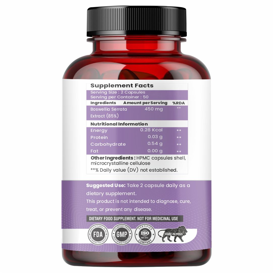 Raskam Boswellia Serrata Extract 100 Veg Capsules – High Potency Joint Support Supplement for Mobility, Flexibility & Bone Wellness | Herbal Formula for Active Lifestyle, Cartilage Care & Daily Comfort Support