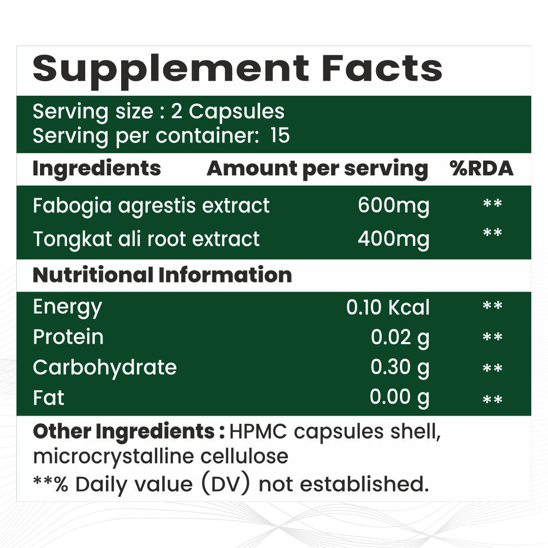 Raskam Fadogia Agrestis with Tongkat Ali Capsules, Maximum Strength, May Support athletic performance, stamina and stress tolerance, Vegan Friendly , 30 Veg Capsules