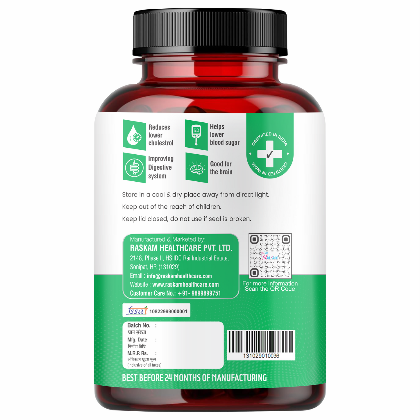 Raskam Green Tea Extract 500mg -60 Capsules with  90% Polyphenols & 45% EGCG- Weight Loss (Fat Burner) & Antioxidant
