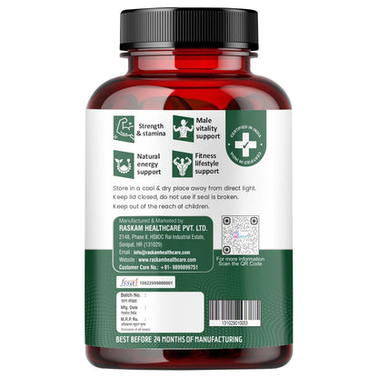 Raskam Fadogia Agrestis with Tongkat Ali Capsules, Maximum Strength, May Support athletic performance, stamina and stress tolerance, Vegan Friendly , 30 Veg Capsules