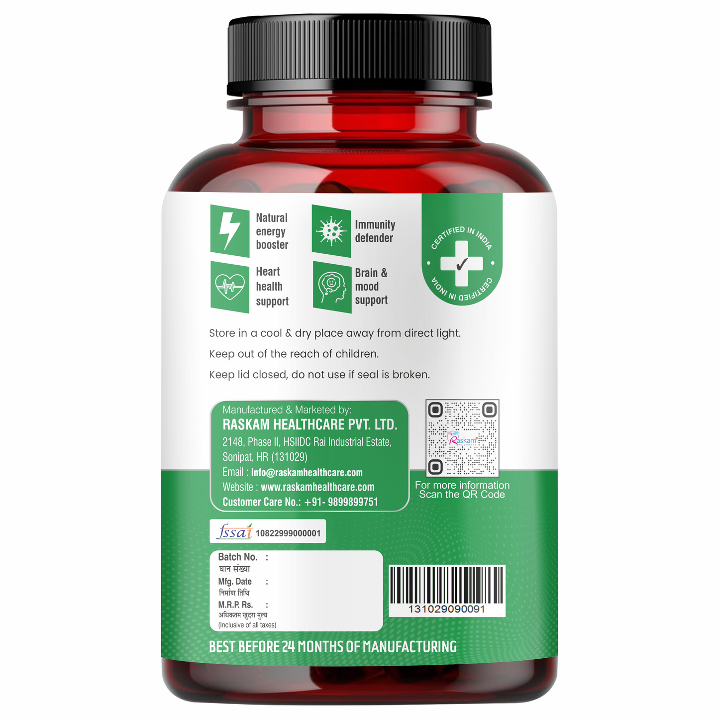 Raskam Organic Moringa Tablet with 1200mg moringa Leaves Extract | Moringa Powder Tablets for Immunity, Digestion & Energy | Moringa Leaves 120 Tablets