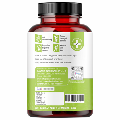 Raskam Cissus Quadrangularis Extract 1000mg - 100 Veg Capsules- Bone & Joint Wellness