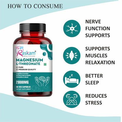 Magnesium L-Threonate Capsules for Brain Health, Memory & Focus Support | Improves Sleep Quality | 90 Veg Capsules