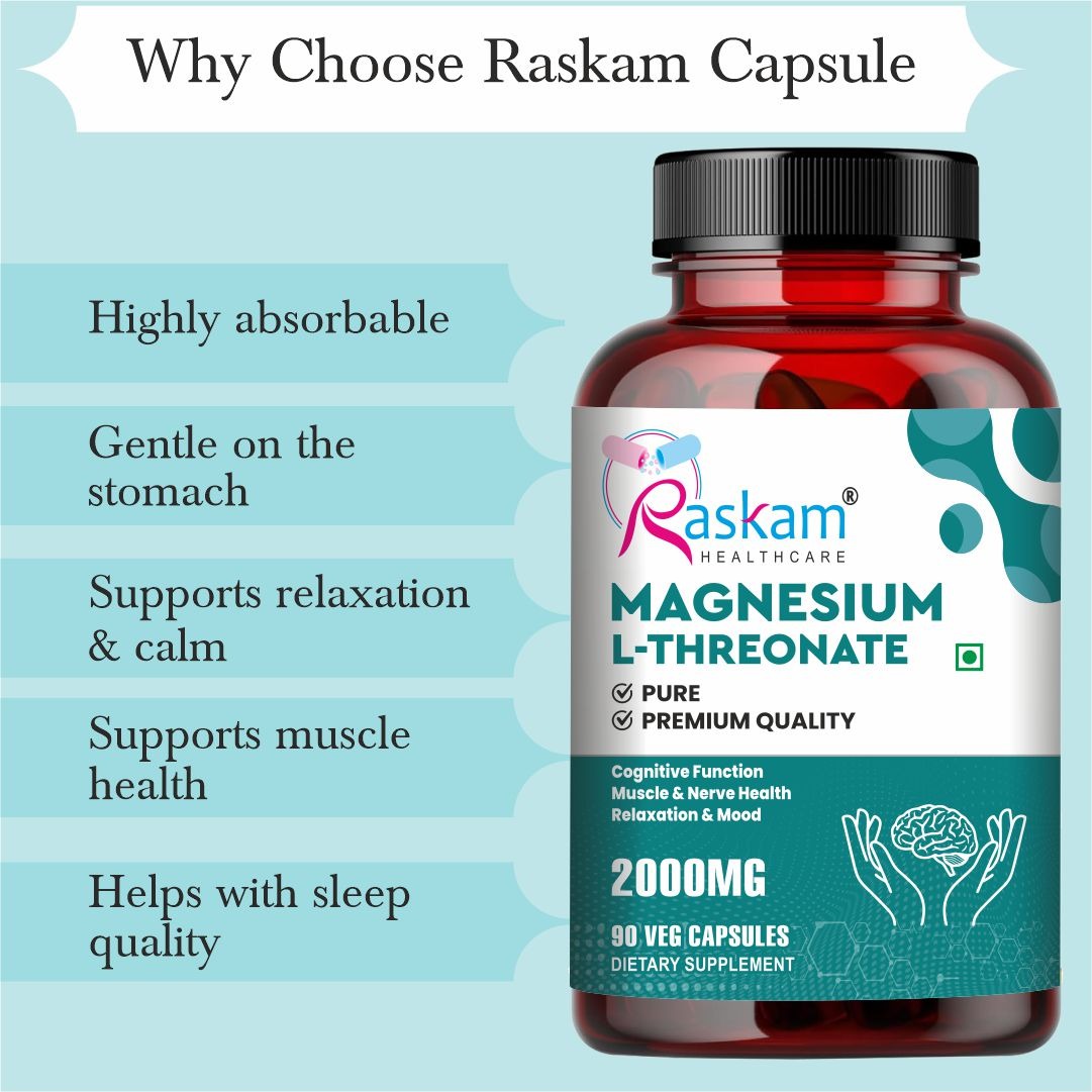 Magnesium L-Threonate Capsules for Brain Health, Memory & Focus Support | Improves Sleep Quality | 90 Veg Capsules