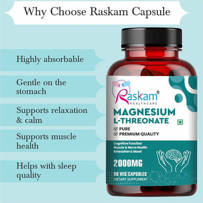Magnesium L-Threonate Capsules for Brain Health, Memory & Focus Support | Improves Sleep Quality | 90 Veg Capsules