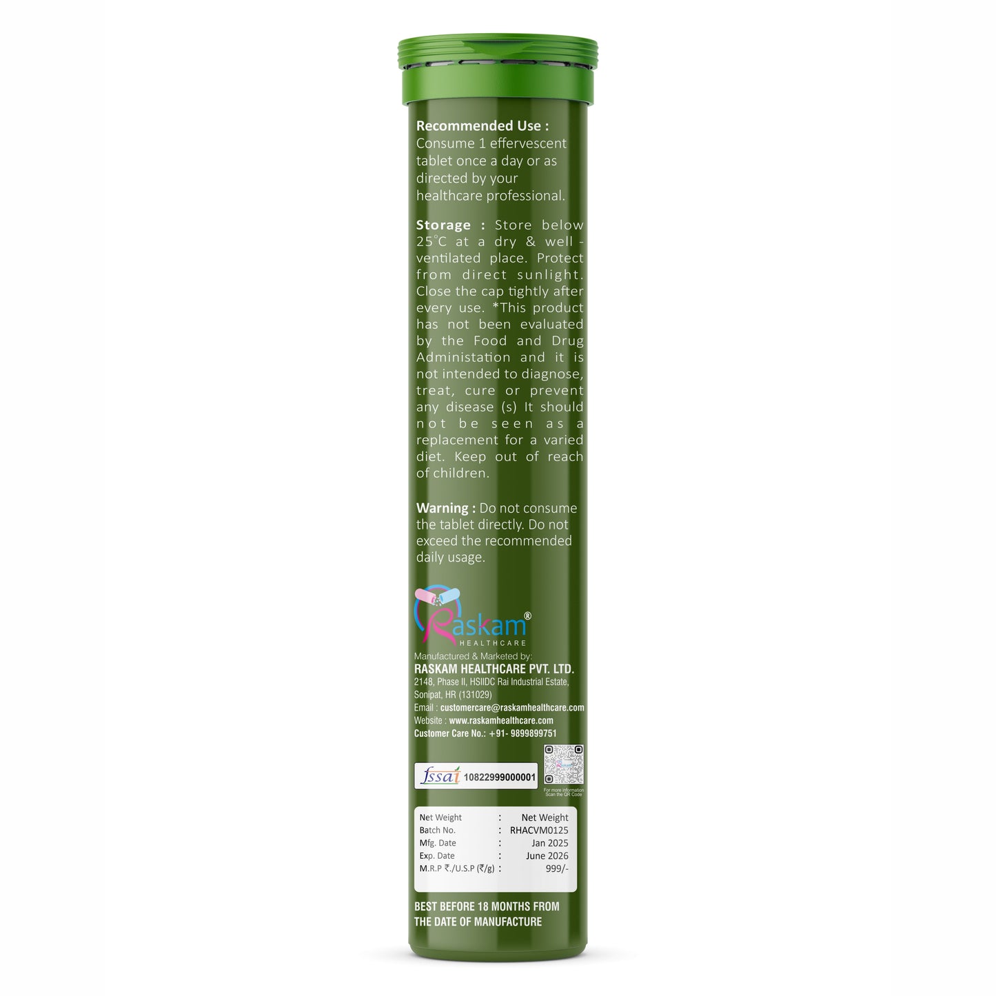 Raskam ACV Moringa 5 in 1 formula Effervescent Tablets Helps To Turn Fat Into Energy | With Carnitine, Pomegranate & Cinnamon | Supports Fat Burn | Weight Loss Drink for Women, Men | No Added Sugar | Orange Flavor | 15 Fizz Tablets (1100mg)