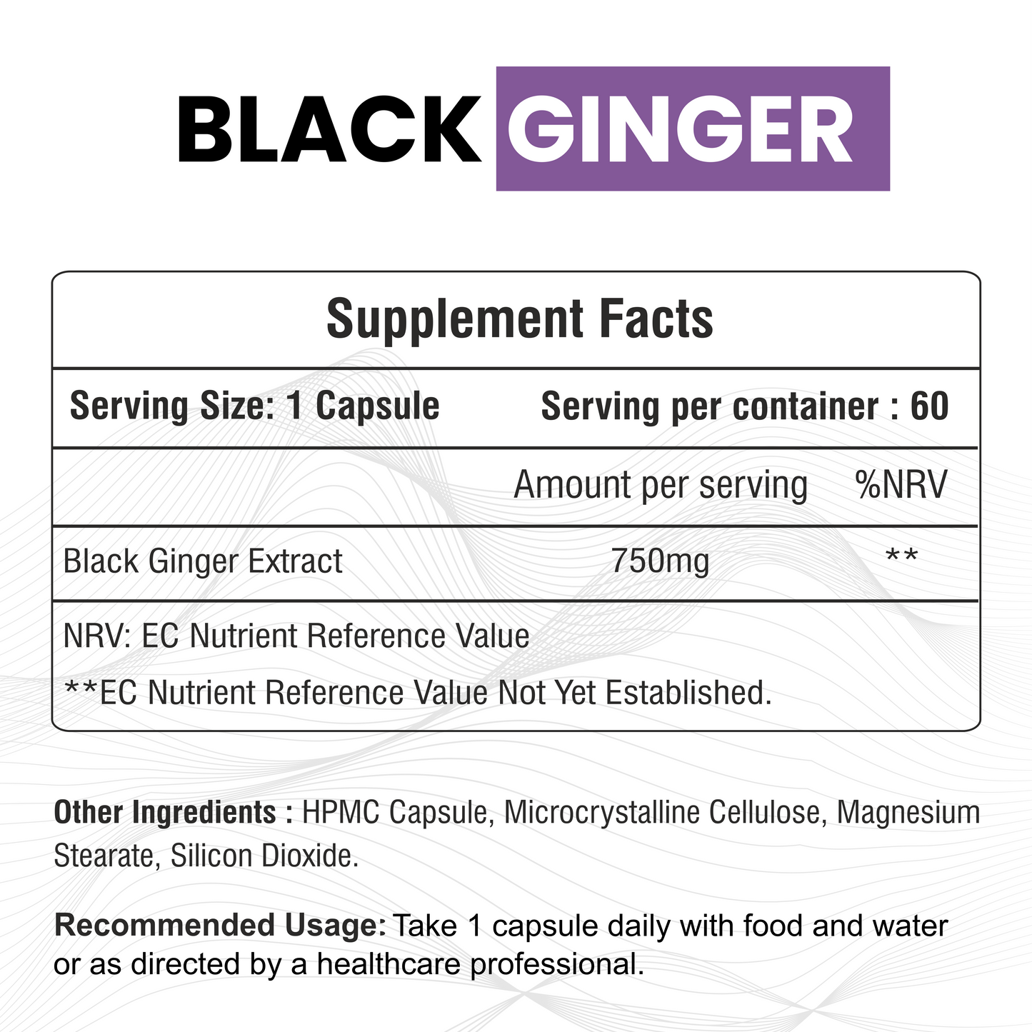 Raskam Black Ginger- 60 Capsules for Men & Women | Energy Boost, Anti-Inflammatory Properties