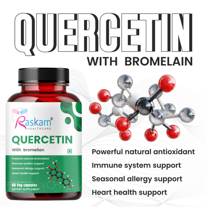 Quercetin with Bromelain Capsules | Immune & Respiratory Support | Powerful Antioxidant Formula | Promotes Cardiovascular & Joint Wellness | 60 Veg Capsules