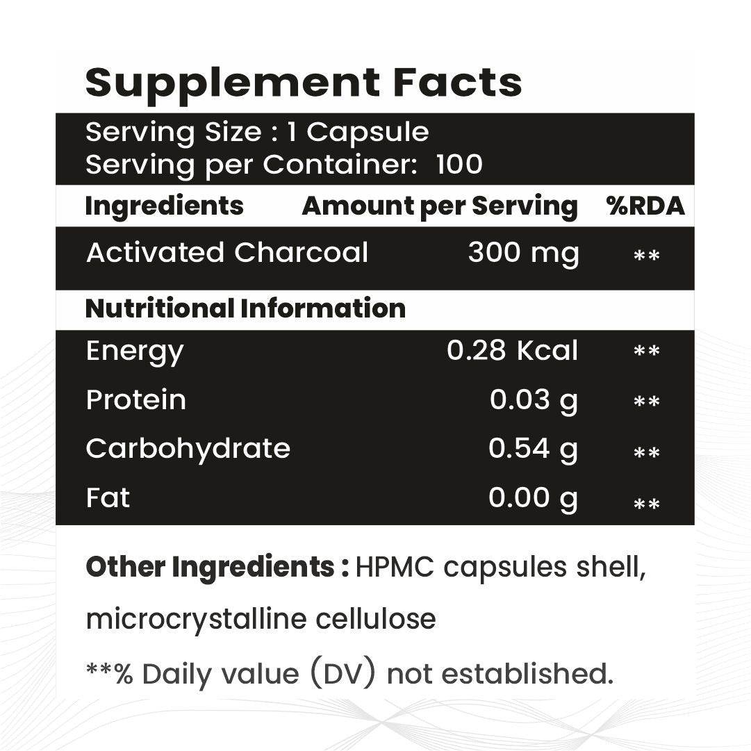 Raskam Activated Charcoal with Apple Cider Vinegar |  Helps in Digestion, Bloating, Liver & Kidney Detox | 100 Veg Capsules