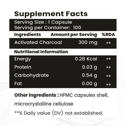 Raskam Activated Charcoal with Apple Cider Vinegar |  Helps in Digestion, Bloating, Liver & Kidney Detox | 100 Veg Capsules