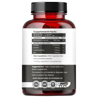Raskam Activated Charcoal with Apple Cider Vinegar |  Helps in Digestion, Bloating, Liver & Kidney Detox | 100 Veg Capsules