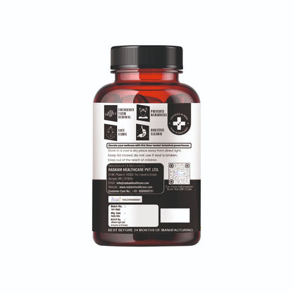 Raskam Activated Charcoal 600mg – natural detox & digestive cleanser | supports bloating relief & gas | 120 vegan tablets