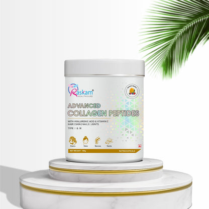 Raskam Advanced Collagen Peptides Powder for Men & Women | Collagen Powder with Biotin, Vitamins C & E for Hair, Nails, Skin Radiance & Anti-Aging Flav- Mango Berry (100gm , 265 gm)