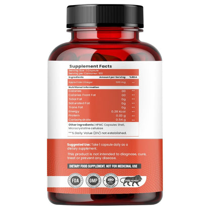 Raskam Apple Cider Vinegar- 100 Capsules- Easy Digestion & Weight Management