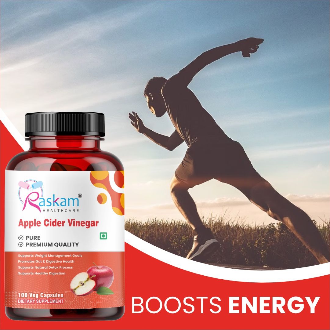 Raskam Apple Cider Vinegar- 100 Capsules- Easy Digestion & Weight Management