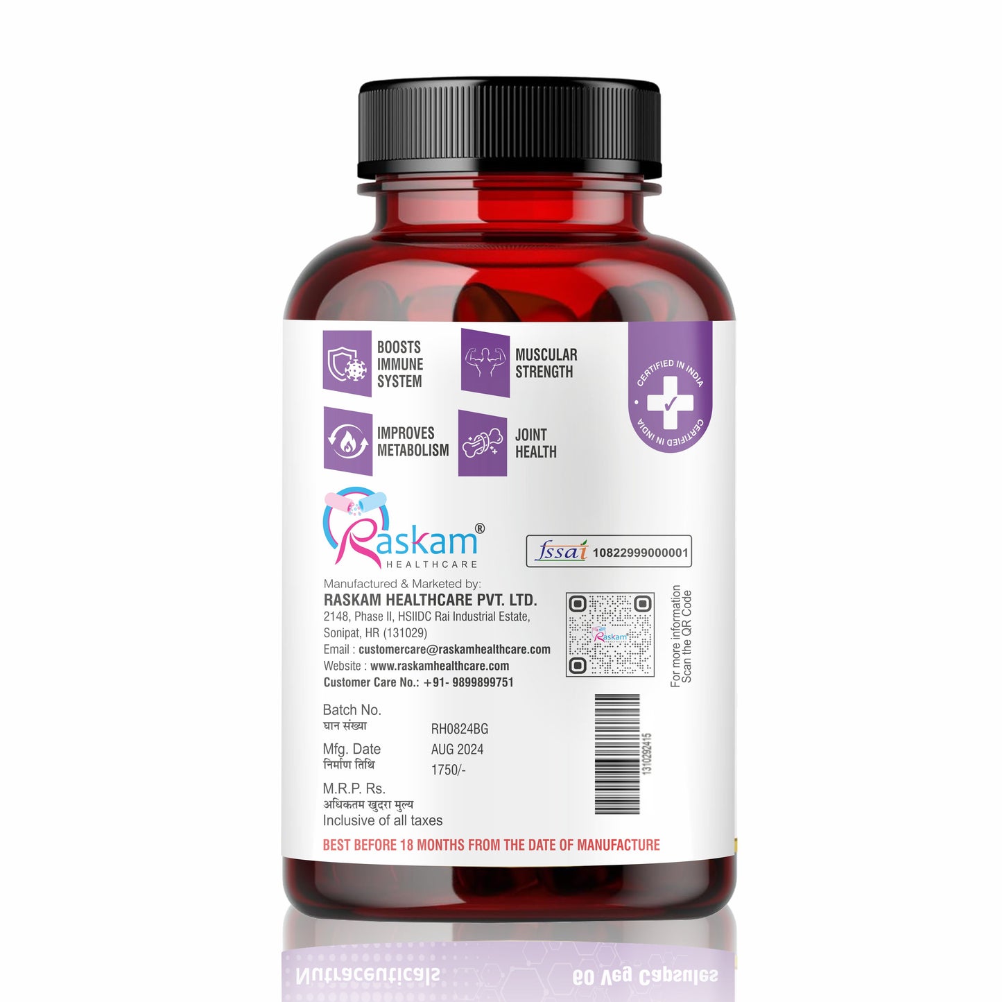 Raskam Black Ginger- 60 Capsules for Men & Women | Energy Boost, Anti-Inflammatory Properties