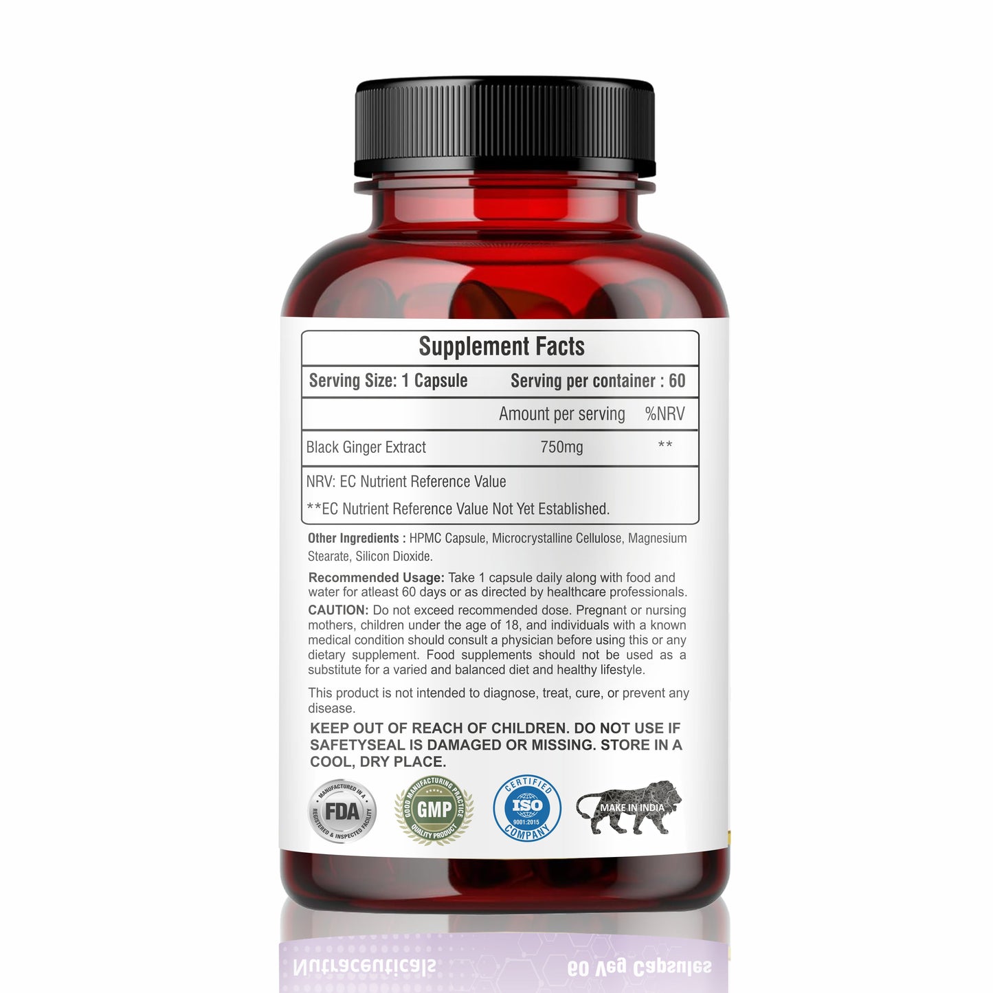Raskam Black Ginger- 60 Capsules for Men & Women | Energy Boost, Anti-Inflammatory Properties