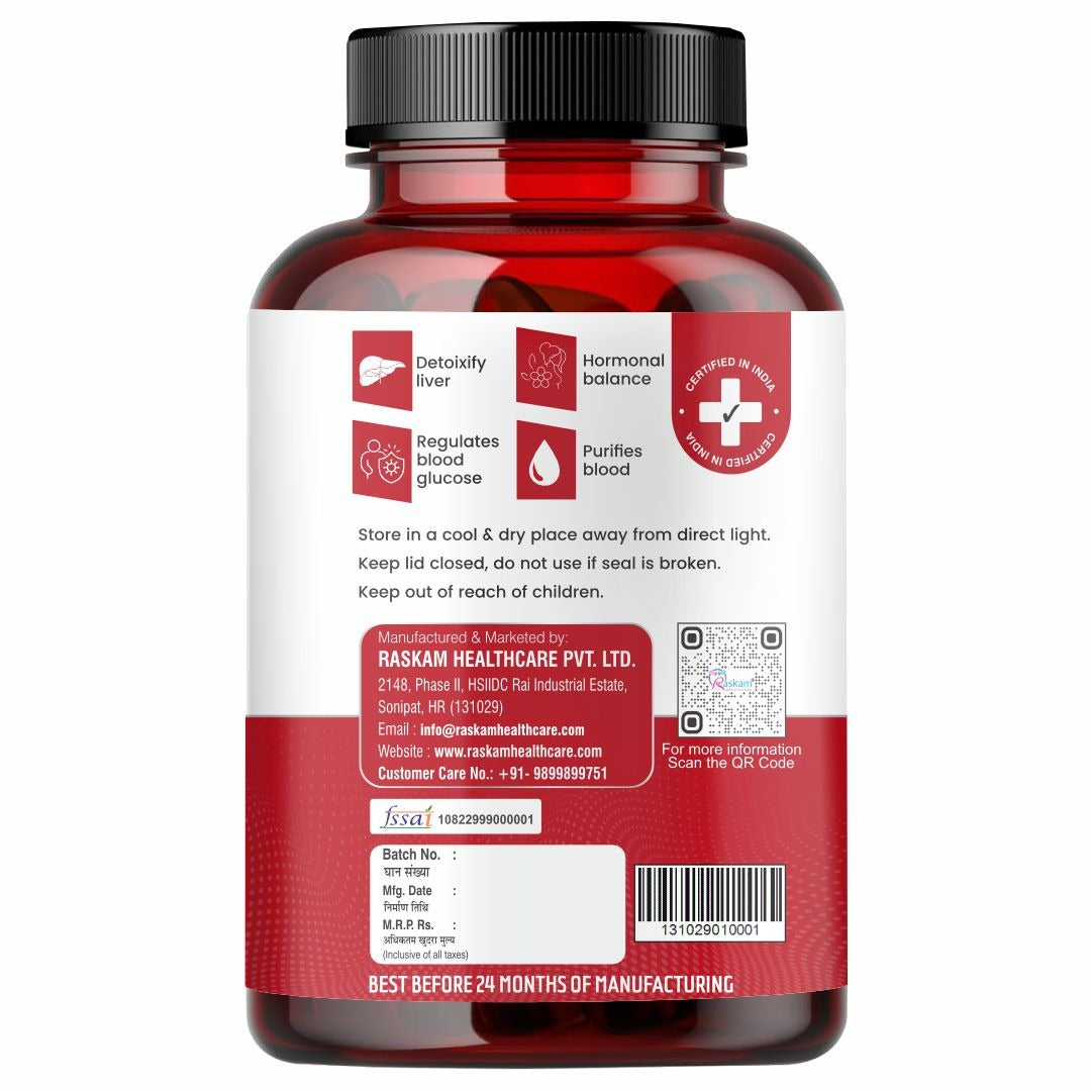 Raskam Healthcare Berberine HCL 1200mg with Ceylon Cinnamon, 60 Vegetarian Capsules, Dietary Supplement