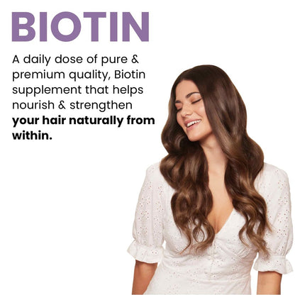 Raskam Biotin - 100 Veg Capsules - Hair Growth, Strong Hair and Glowing Skin, Fights Nail Brittleness