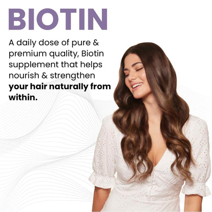 Raskam Biotin - 100 Veg Capsules - Hair Growth, Strong Hair and Glowing Skin, Fights Nail Brittleness